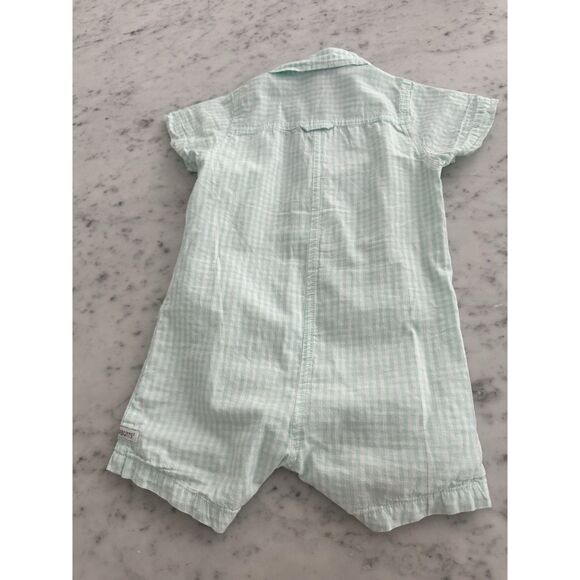 Rugged Butts 18-24 Month Romper Light Green Gingham Short Sleeve 100% Cotton - Picture 4 of 5